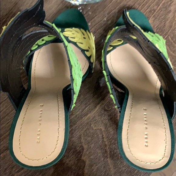 ZARA WRAP-AROUND LEATHER LEAF SANDALS - Picture 8 of 16